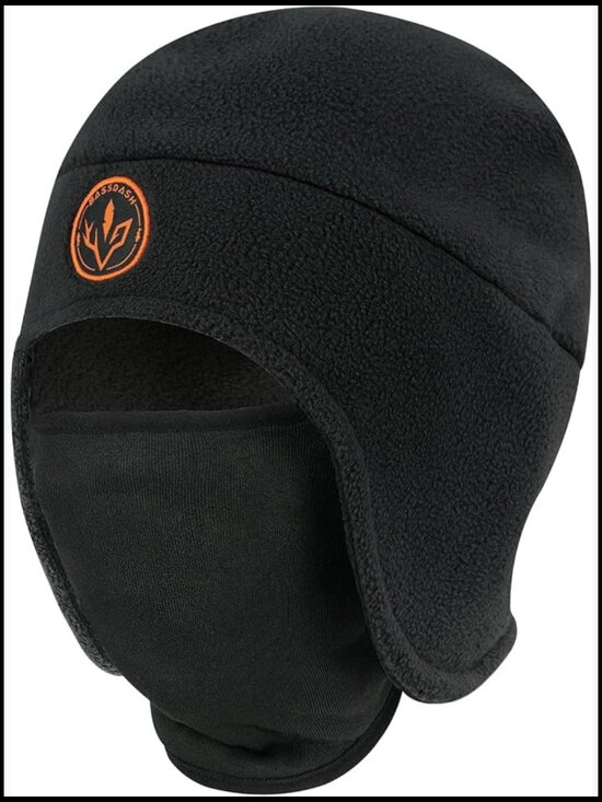 Soft Fleece 2-in-1 Beanie with Ski Mask Ear Flap for Men Women Winter Hat